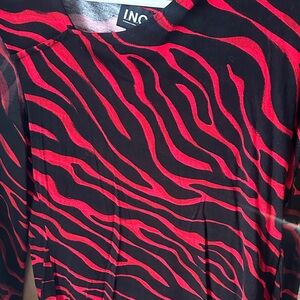 INC International Concepts Red and Black Patterned Top